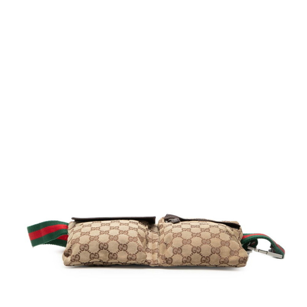 Gucci GG Canvas Waist Bag Body 28566 Beige Brown Leather Women's GUCCI - Picture 3 of 8